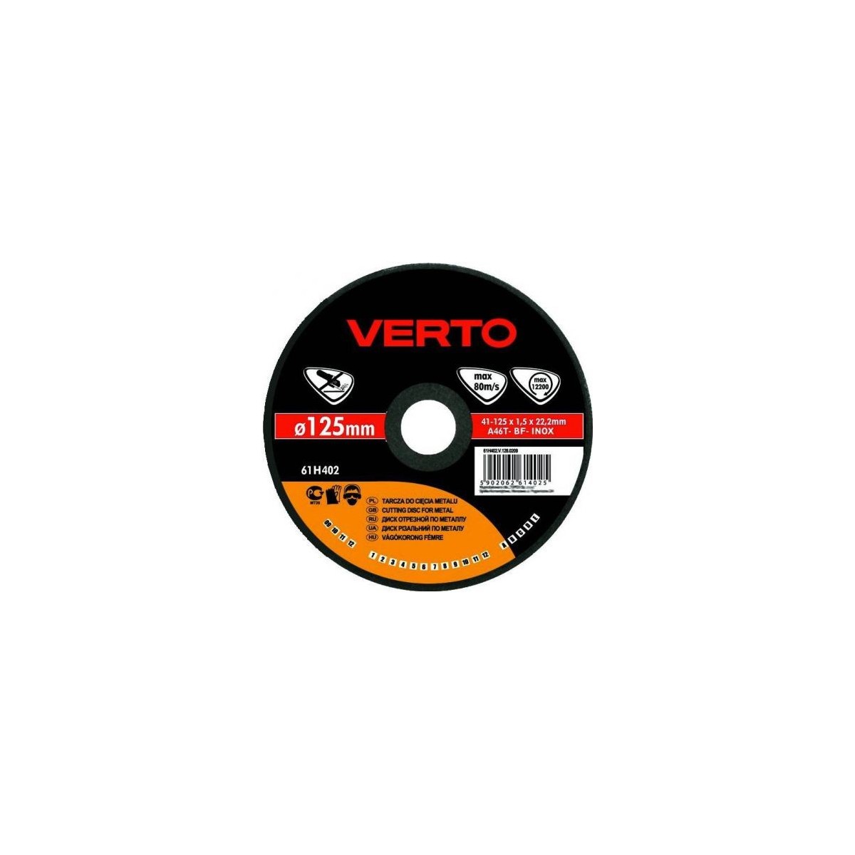 Δίσκος κοπής METAL / INOX 125*1.0*22.2mm 61H405 VERTO
