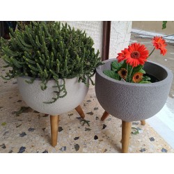 Πλαστική Γλάστρα Εξωτερικού Χώρου Rustic Round With Stand-MaShop.gr