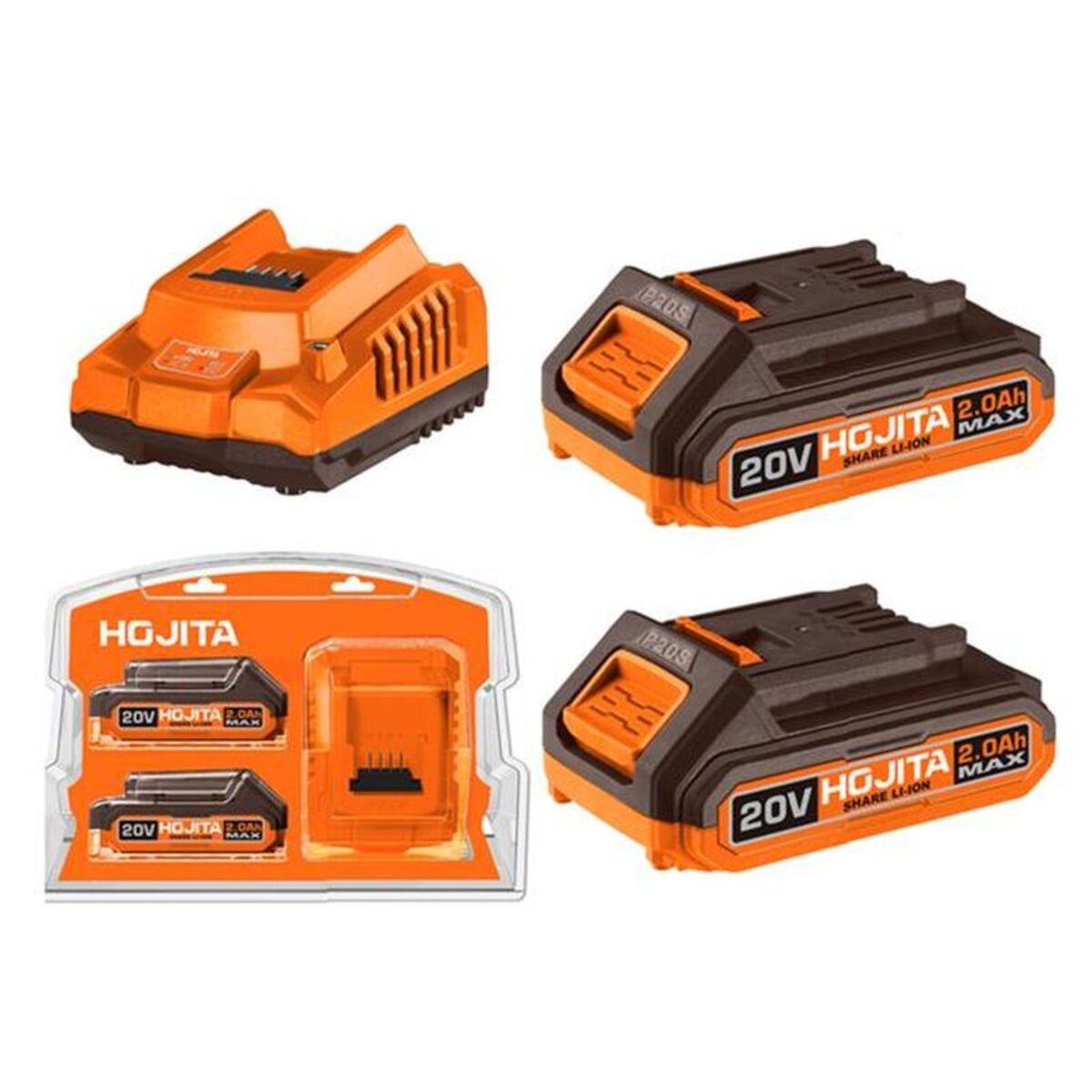 Σετ Μπαταρία 20V 2x2Ah και Φορτιστής HOJITA- MaShop.gr Σετ Μπαταρία 20V 2x2Ah και Φορτιστής HOJITA- MaShop.gr