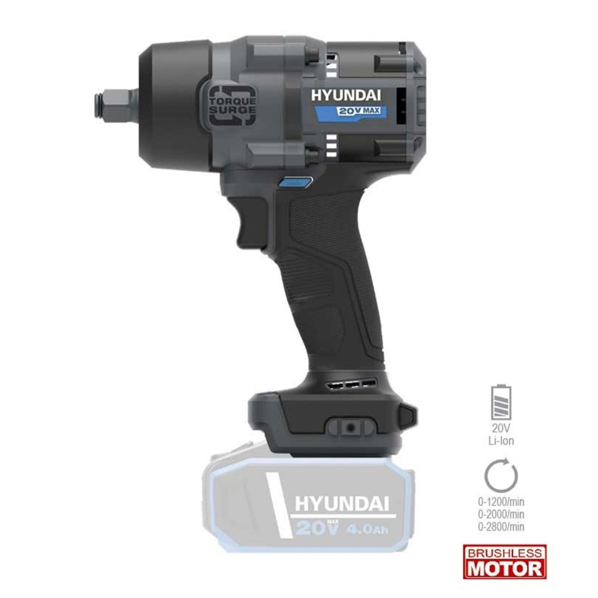 Μπουλονόκλειδο Μπαταρίας IW20Χ-700 20V Solo με Υποδοχή 1/2" Hyundai-MaShop.gr