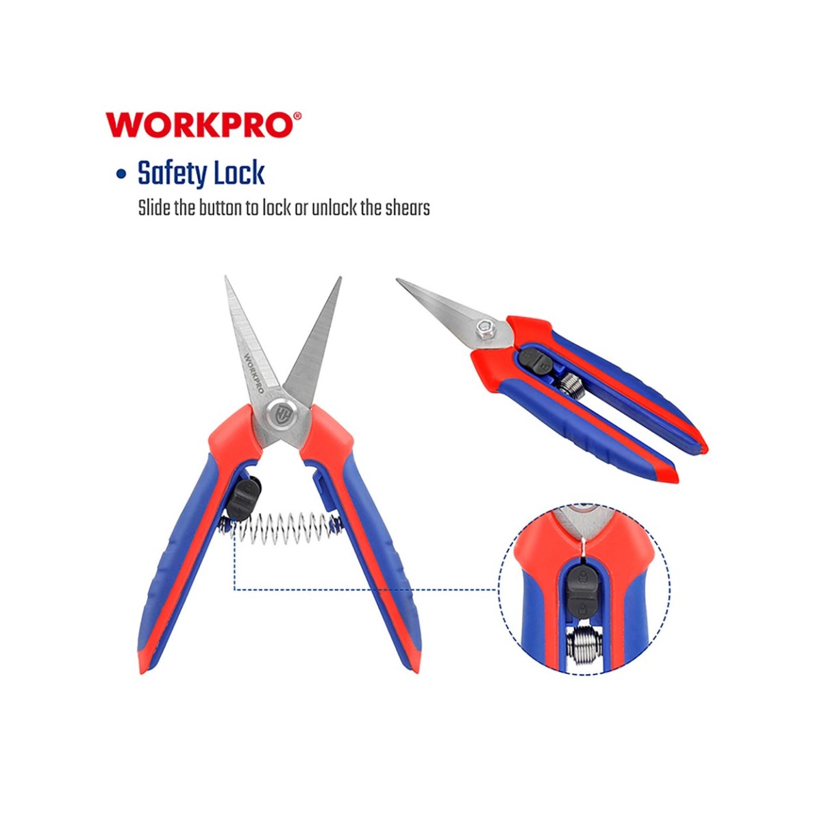 Ψαλίδι Τρύγου Μυτερή 160mm WP332014 WORKPRO -MaShop.gr