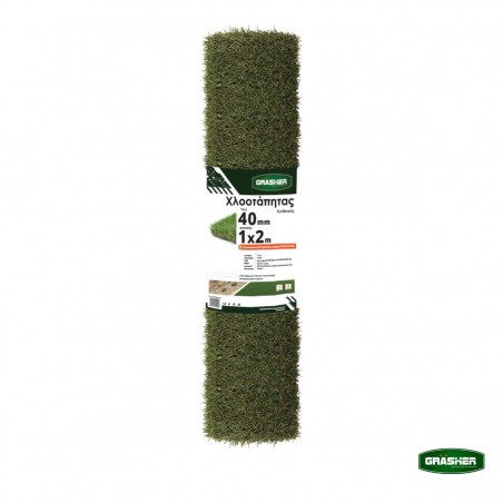 Χλοοτάπητας Πλαστικός GRASHER 40mm 1x2m (Ρολό Μικρό)-MaShop.gr