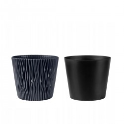 Γλάστρα Sandy Round DSR160 Μαύρο Με Πρόσθετο Γλαστράκι-MaShop.gr