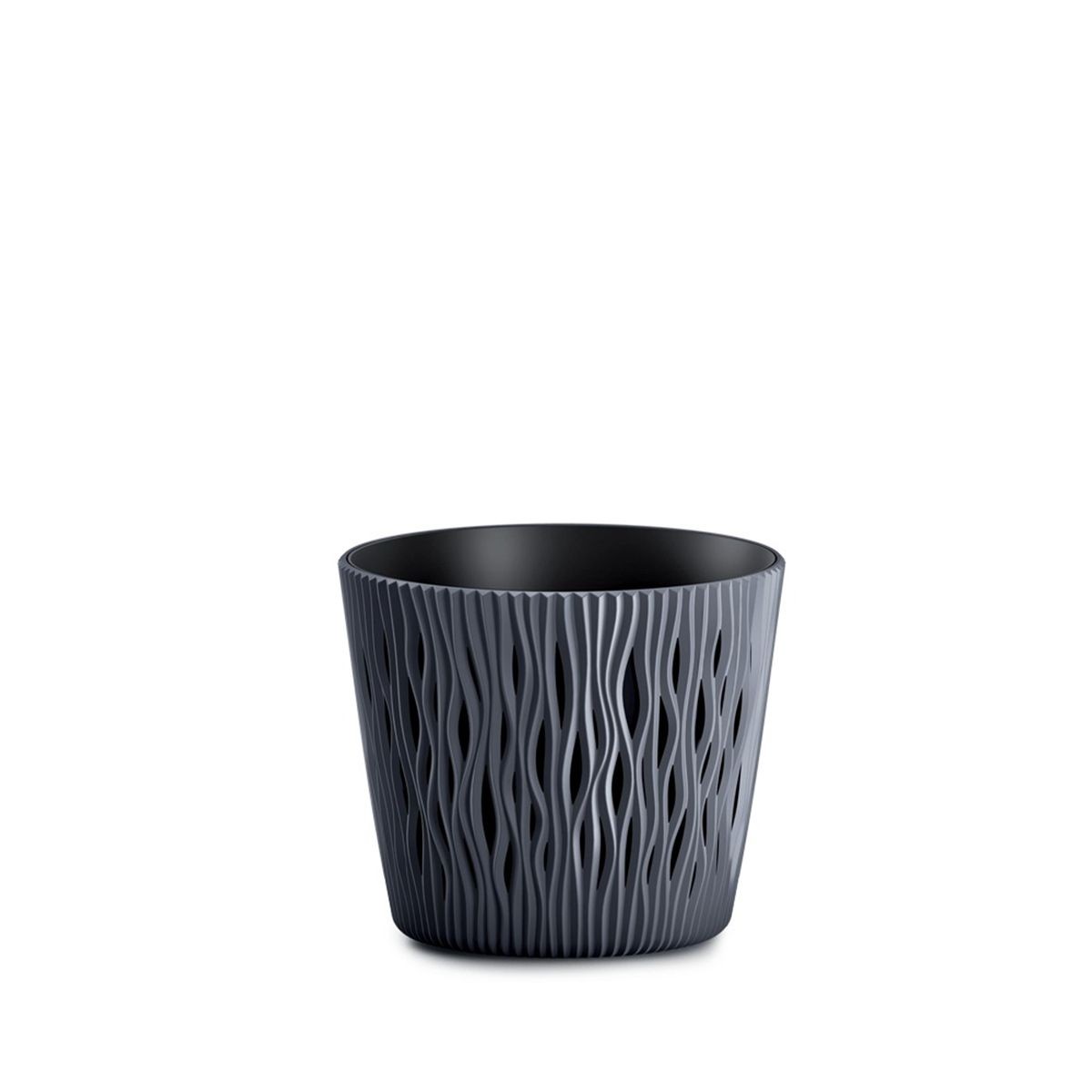 Γλάστρα Sandy Round DSR160 Μαύρο Με Πρόσθετο Γλαστράκι-MaShop.gr