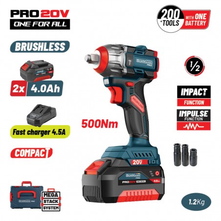 Μπουλονόκλειδο Compact Brushless Mπαταρίας BORMANN Pro BBP5422X44CA -MaShop.gr