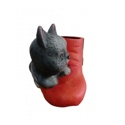Κεραμικό Μποτάκι Με Γάτα 20,5 x 15.5 x 17cm-MaShop.gr