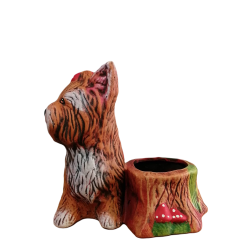 Κεραμικός Σκύλος Με Φιόγκο Και Θήκη Κασπώ 26x 17x 23cm-MaShop.gr